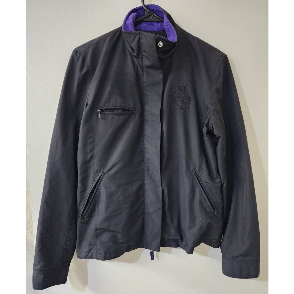 Ralph Lauren Lauren Active Jacket Women's Small Black Purple Mesh Lined Full Zip